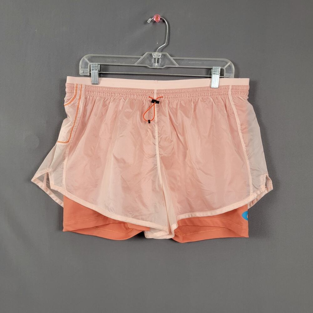 Nike Running Shorts L Peach Orange Dri-Fit Colorblock Lined